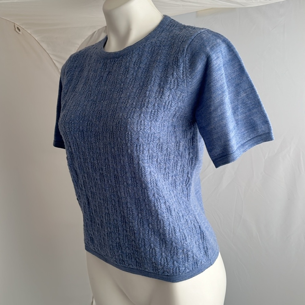 Pendleton Light Blue Textured Knit Short Sleeve P… - image 3